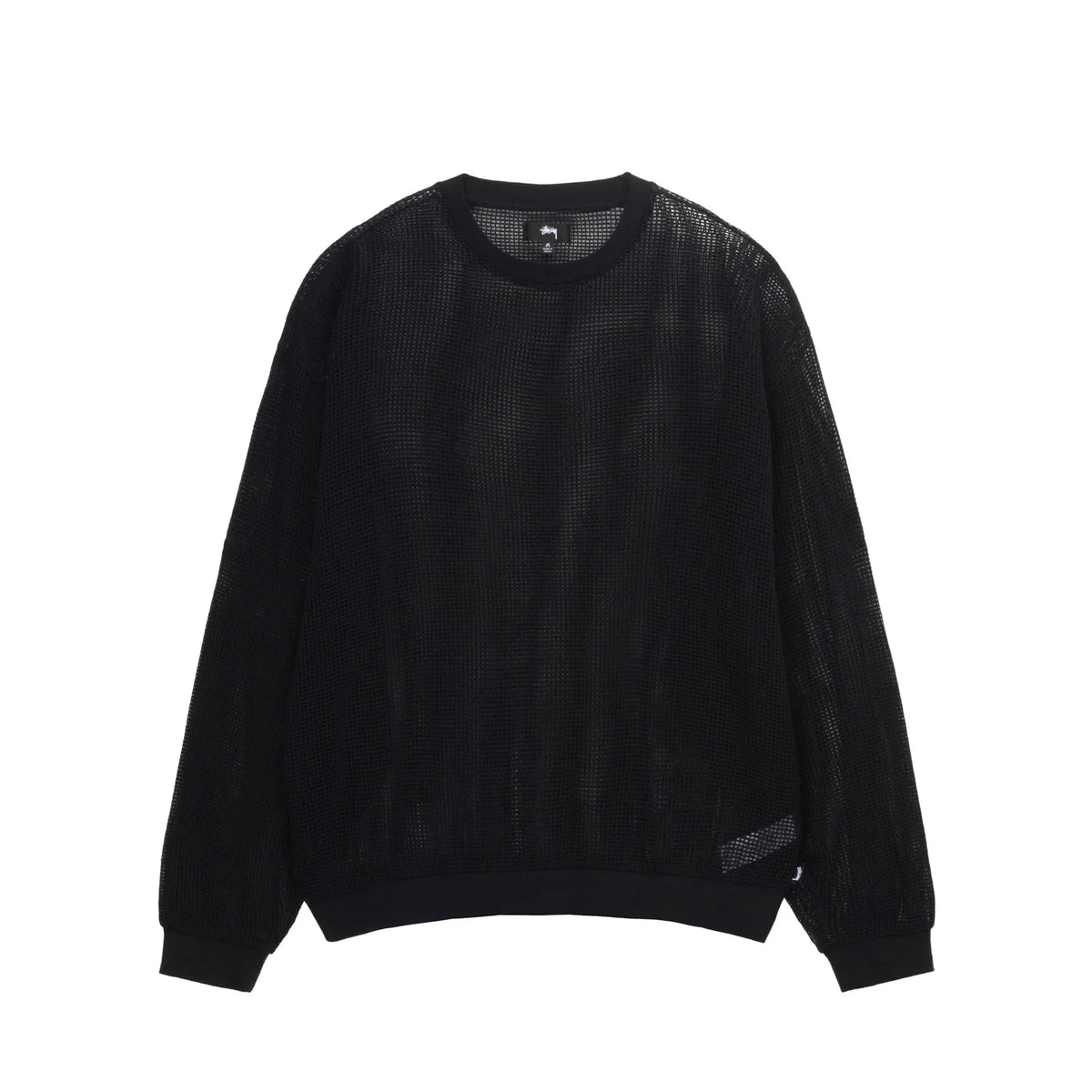 Stussy Cotton Mesh Crew Longsleeve - Black