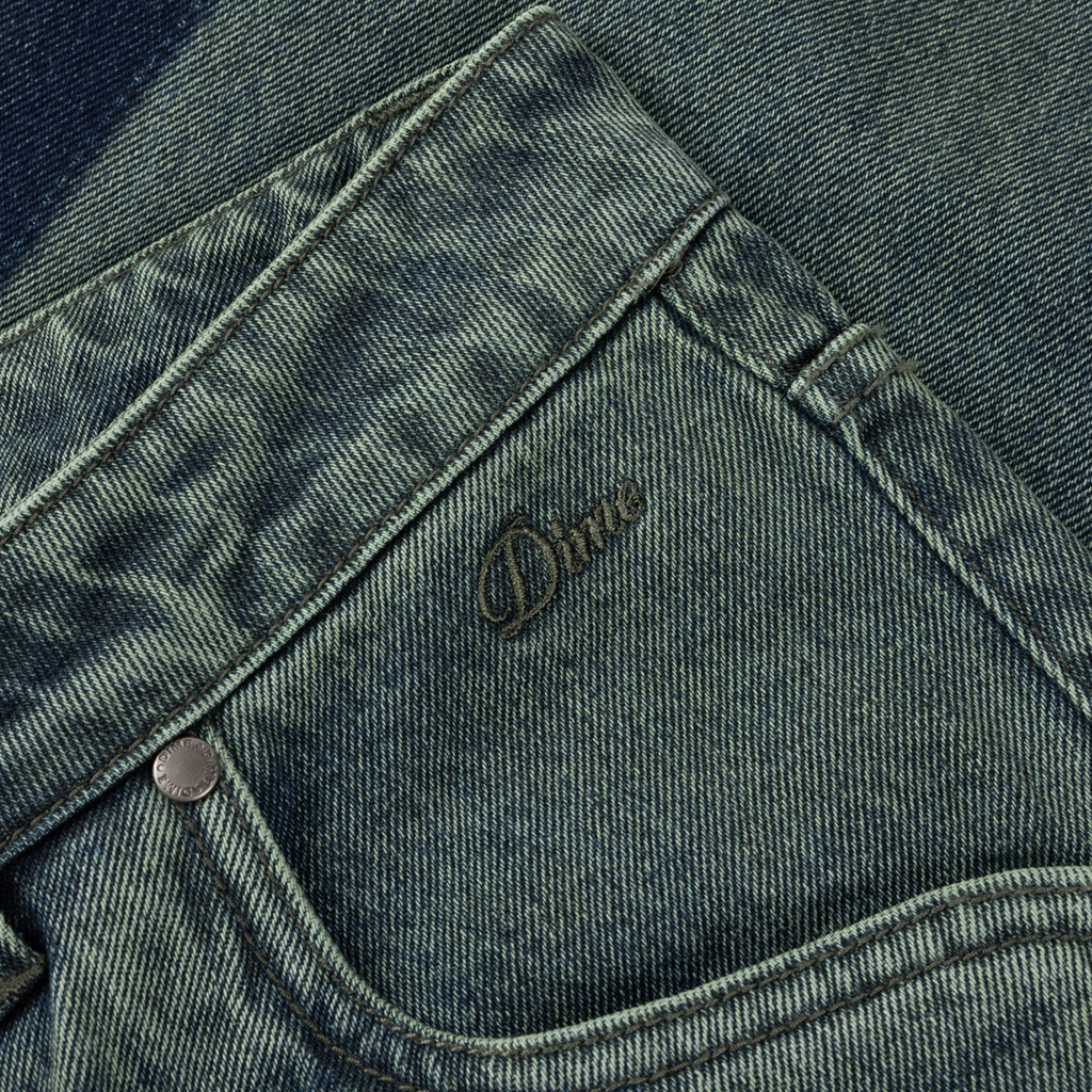 Dime Baggy Denim Pants - Distressed Green