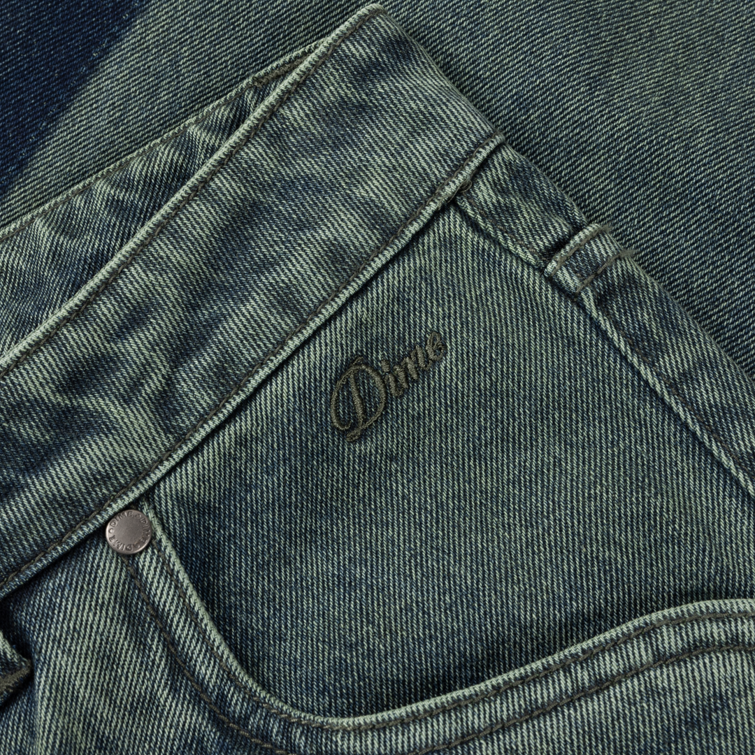 Dime Baggy Denim Pants - Distressed Green