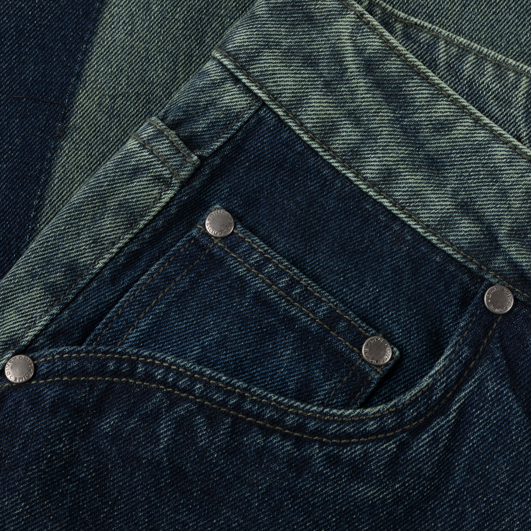 Dime Baggy Denim Pants - Distressed Green