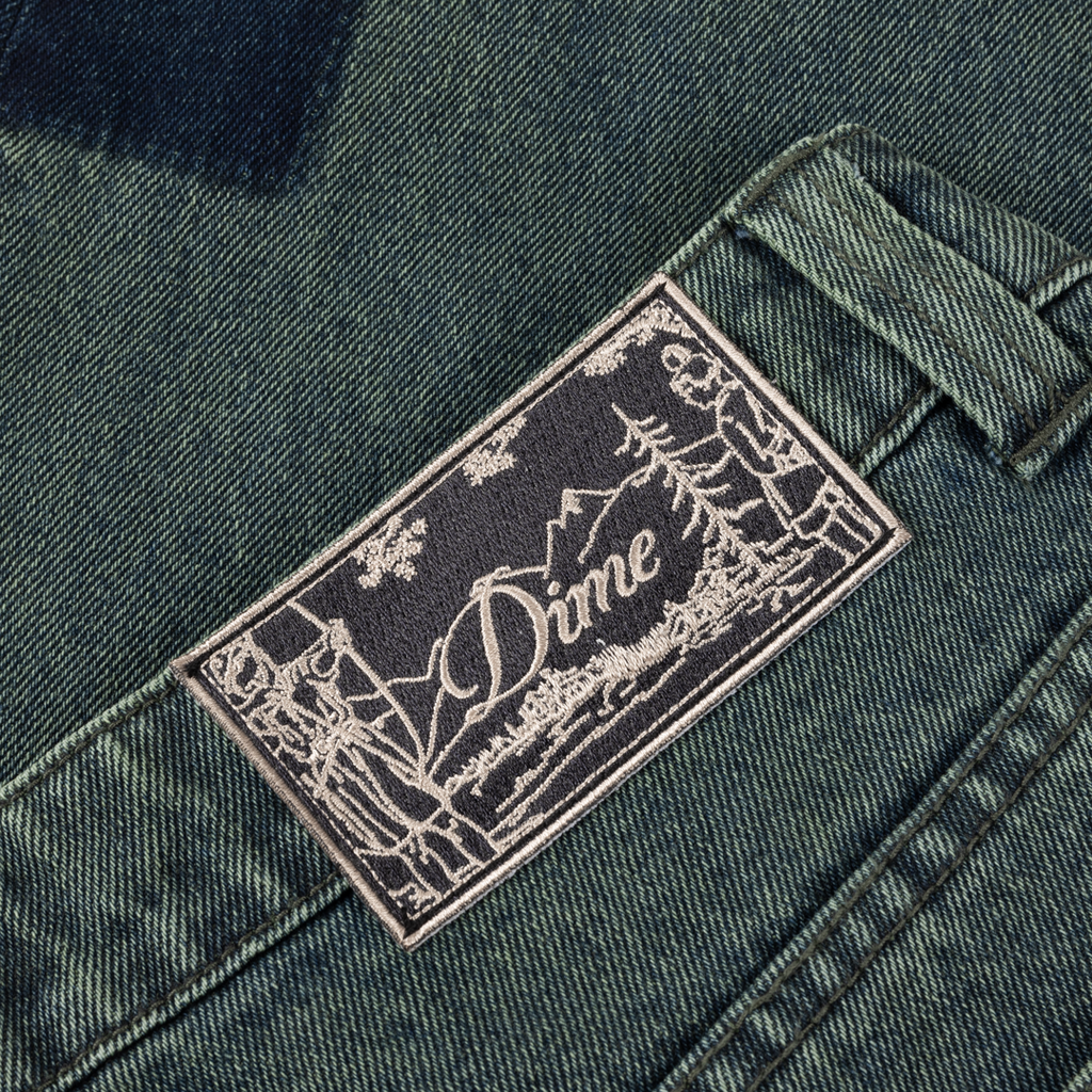 Dime Baggy Denim Pants - Distressed Green
