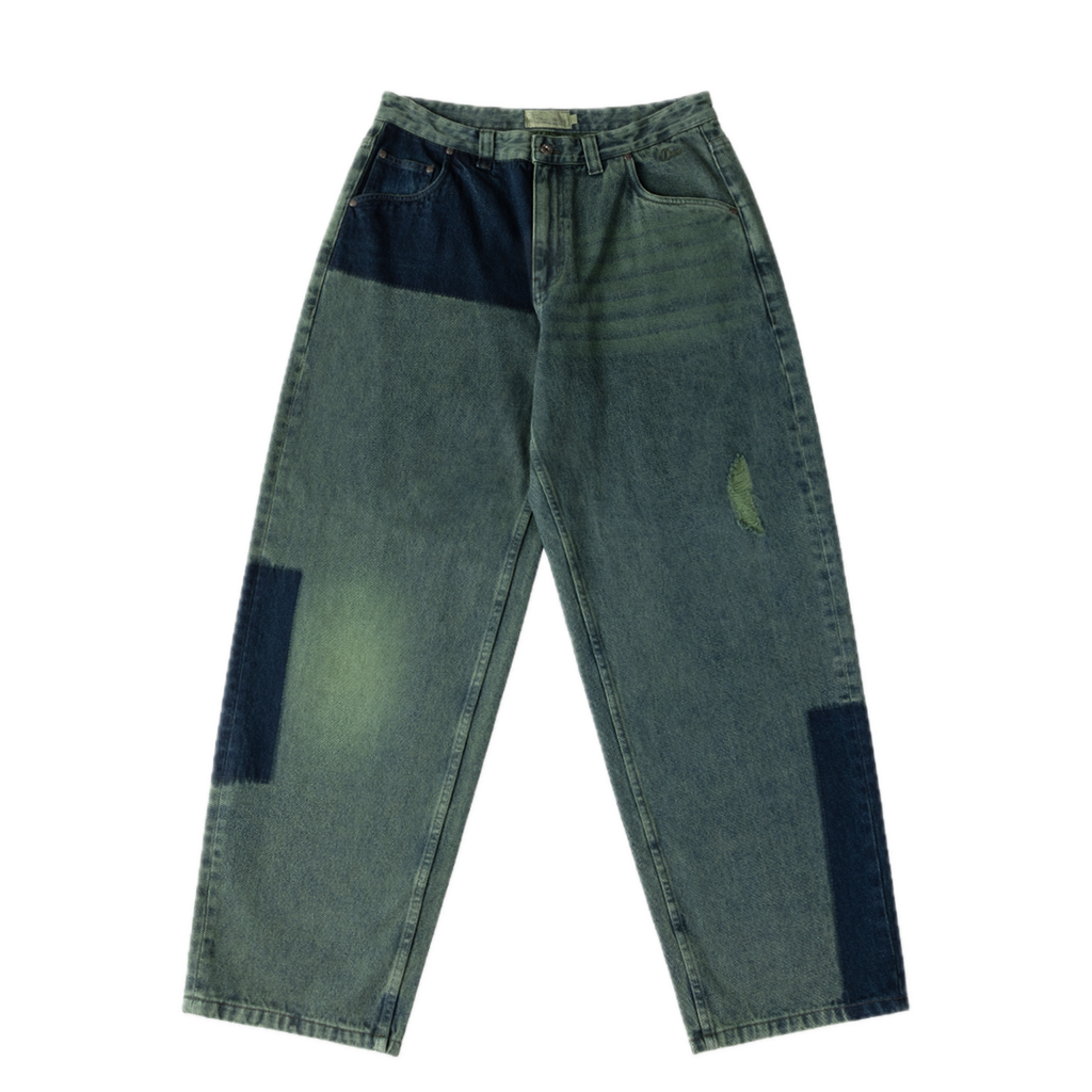 Dime Baggy Denim Pants - Distressed Green