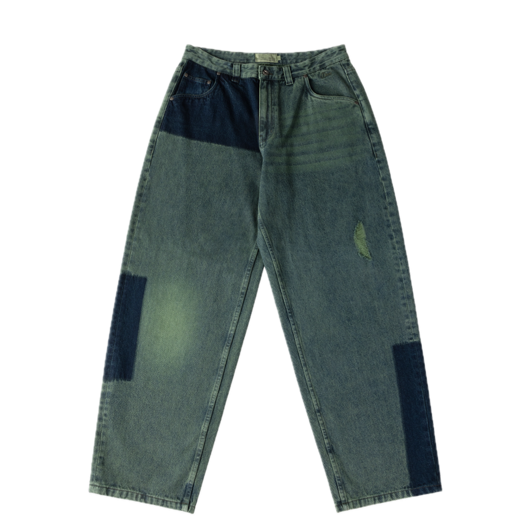 Dime Baggy Denim Pants - Distressed Green