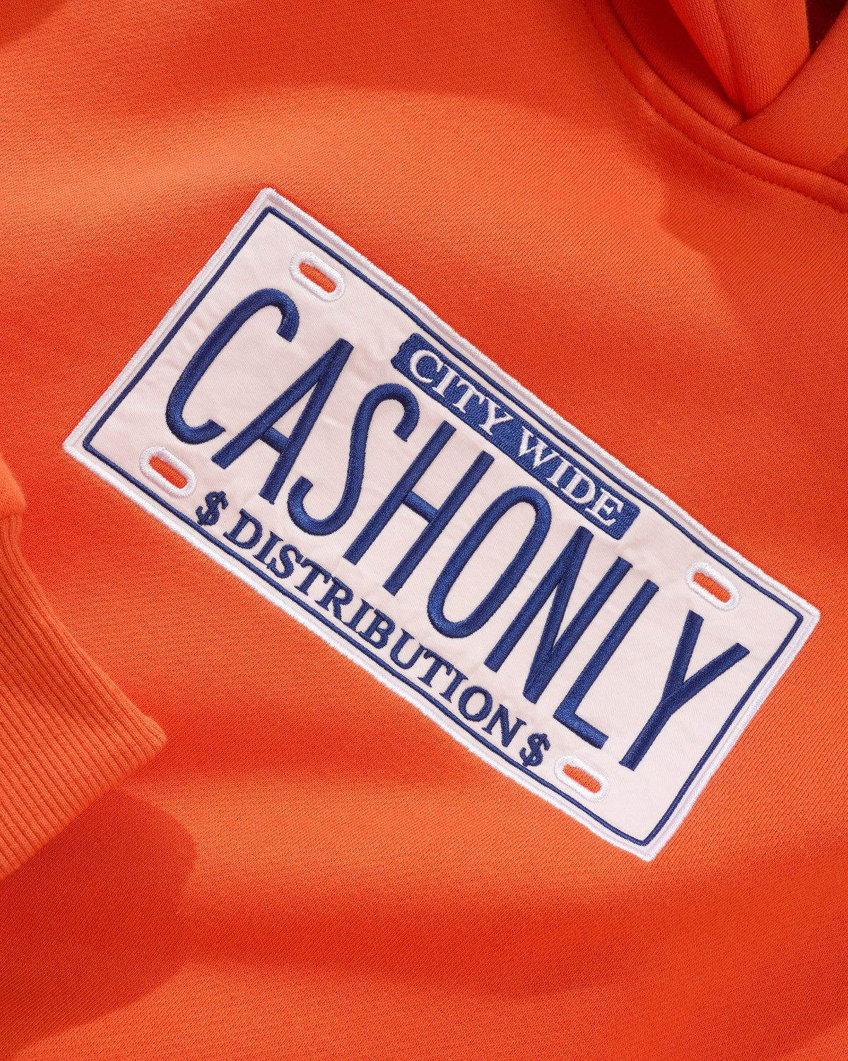 Cash Only License Plate Hoodie - Tangerine