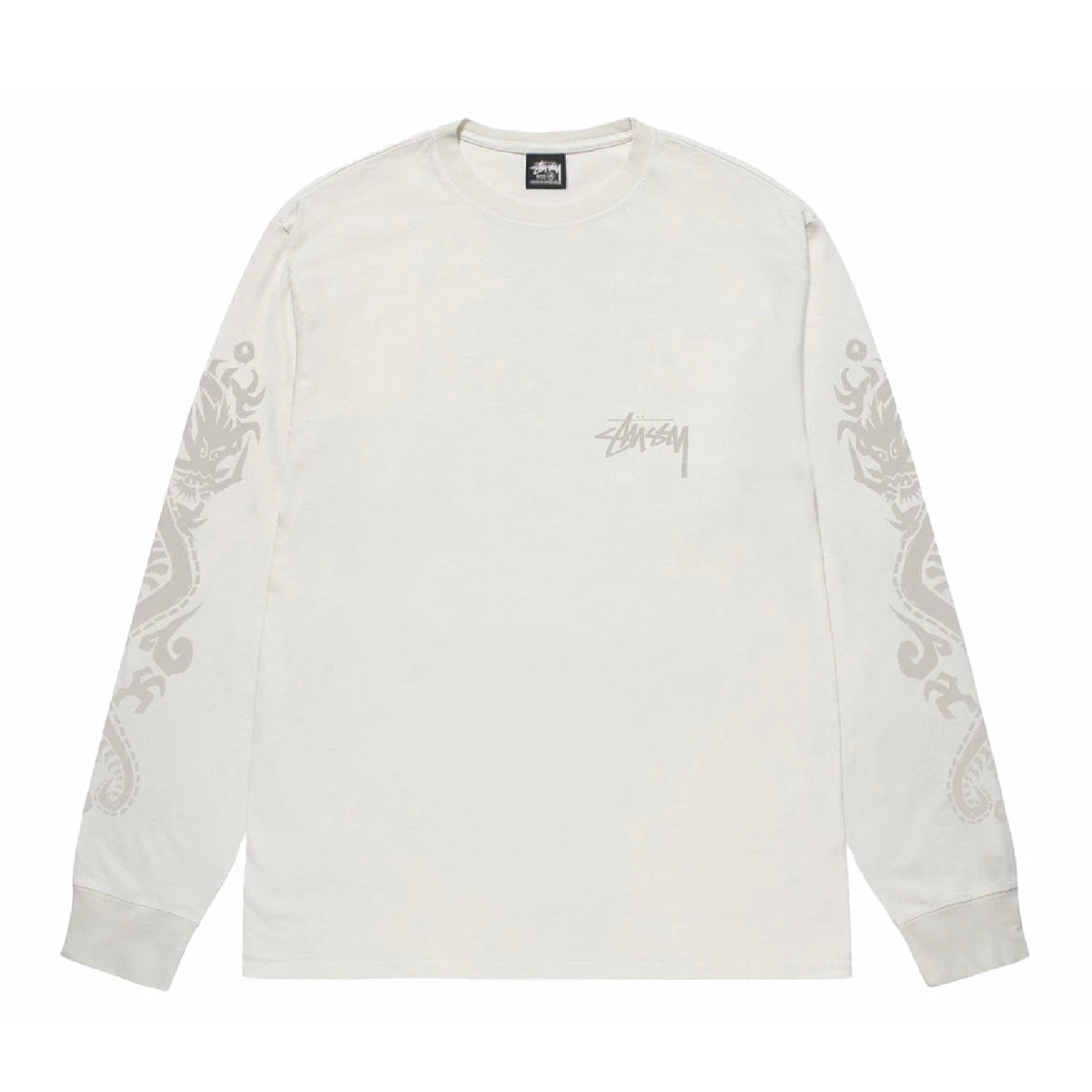 Stussy Dragons Pigment Dyed Longsleeve Tee - Natural