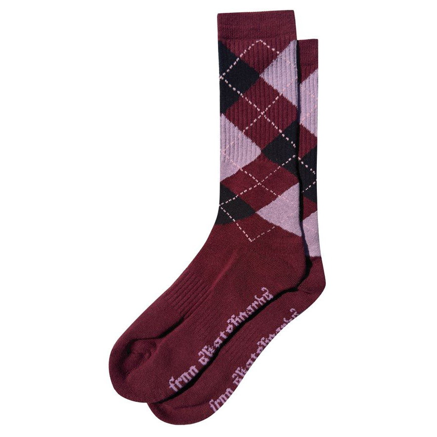 Frog Argyle Socks - Maroon